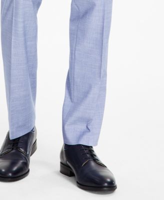 Men's Modern-Fit Bi-Stretch Light Blue Check Suit Separate Pants