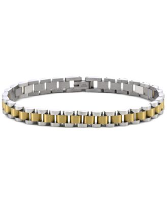 Macy's - Men's Two-Tone Watch Link Chain Bracelet in Stainless Steel & Gold-Tone Ion-Plate