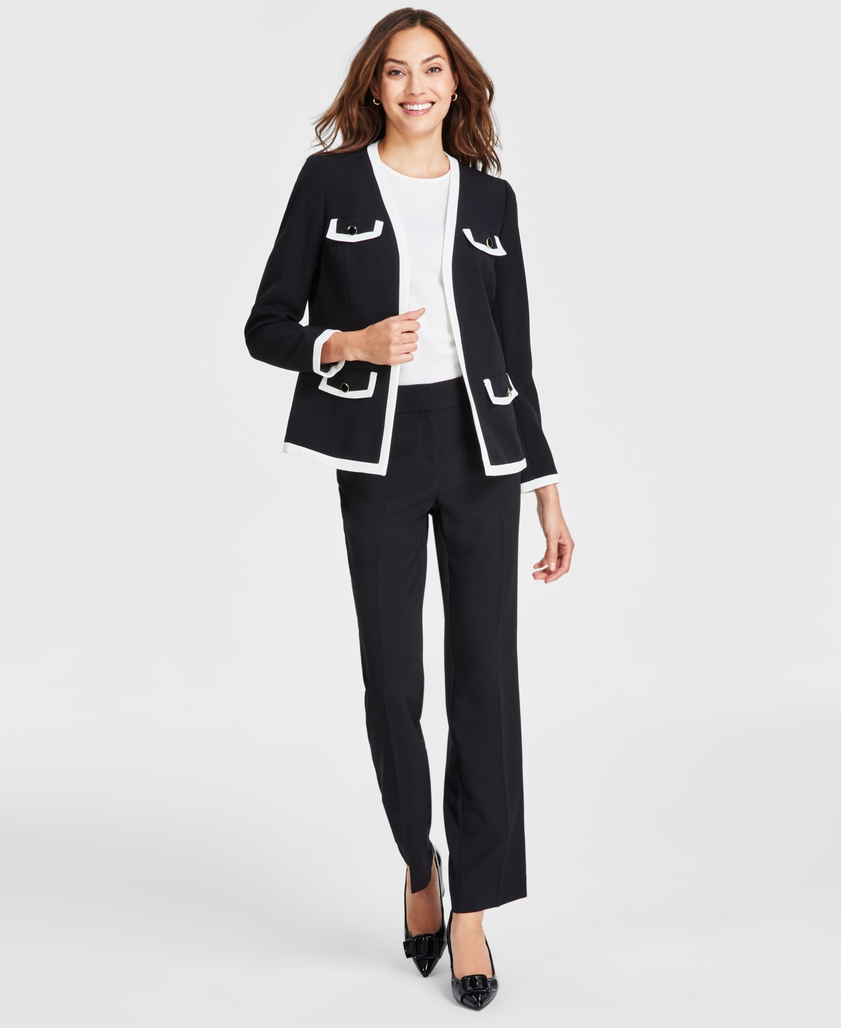 Kasper Women's Mid-Rise Fly Front L-Pocket Trousers