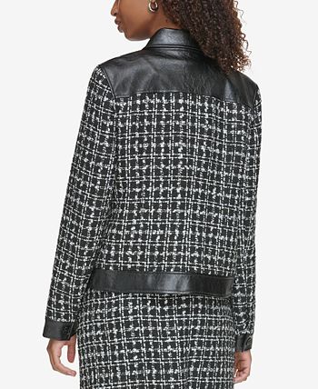 KARL LAGERFELD PARIS Women s Plaid Tweed Cropped Jacket Macy s