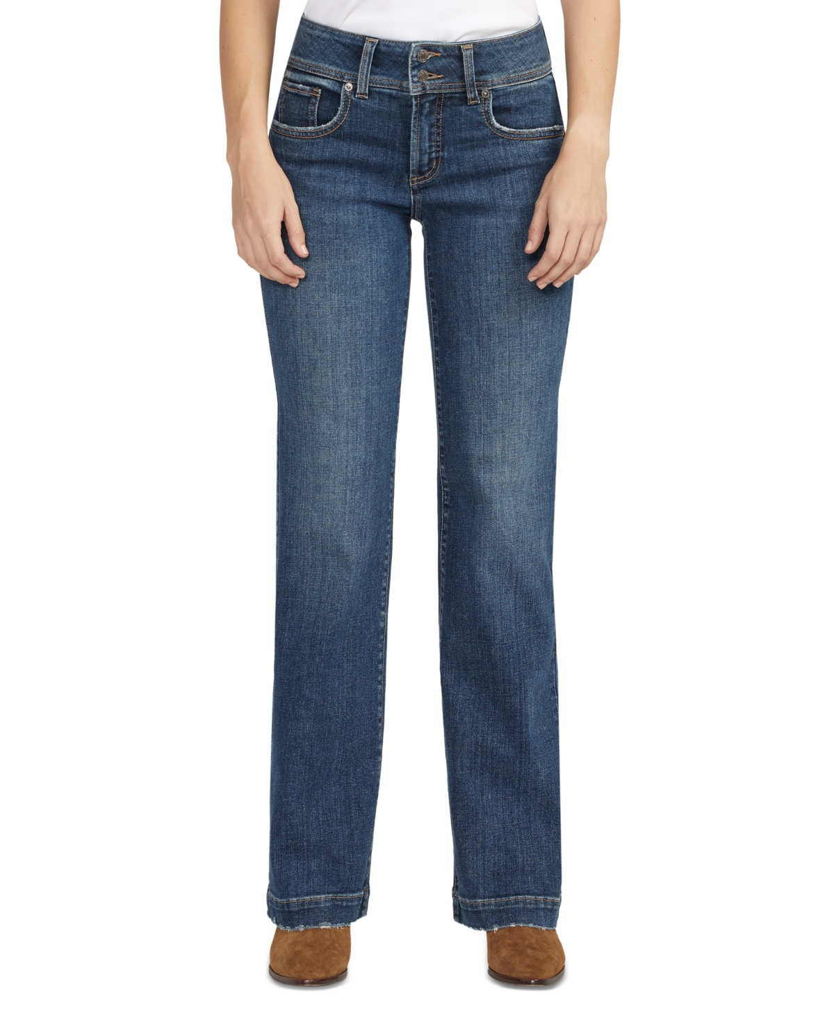 Shop Silver Jeans Co. Women's Suki Mid Rise Curvy-fit Trouser-leg Denim Jeans In Indigo