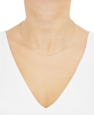 14k Yellow Gold Necklace, 16" Light Rope Chain (1mm)