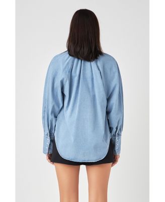 Women's Denim Shirt with Tie