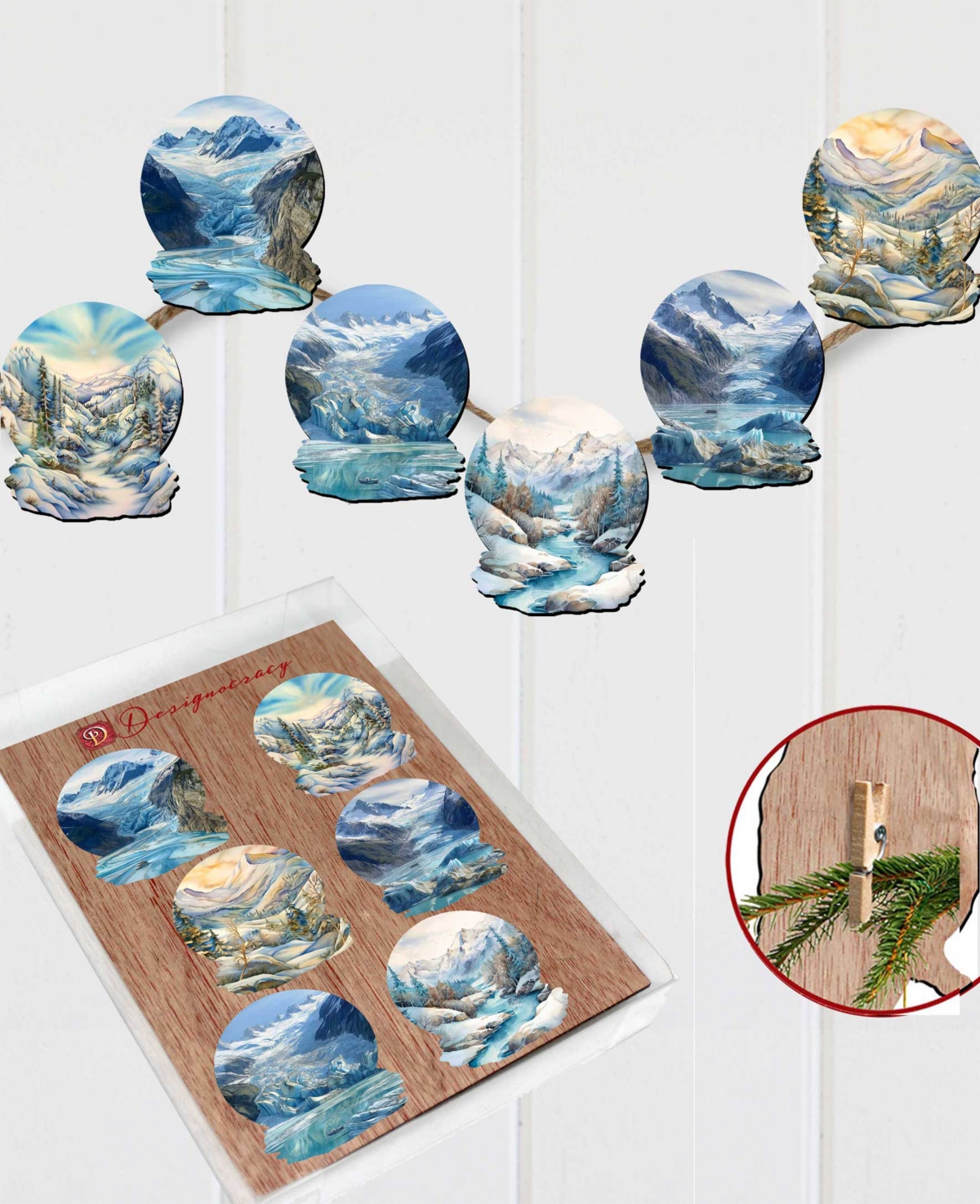 Designocracy Holiday Wooden Clip-on Ornaments Northern Wonders Set Of 6 G. Debrekht In Multi Color