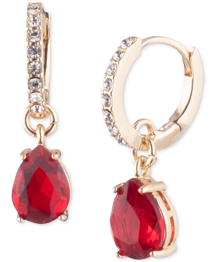 Lauren Ralph Lauren Stone & Crystal Pear Dangle Hoop Earrings - Macy's