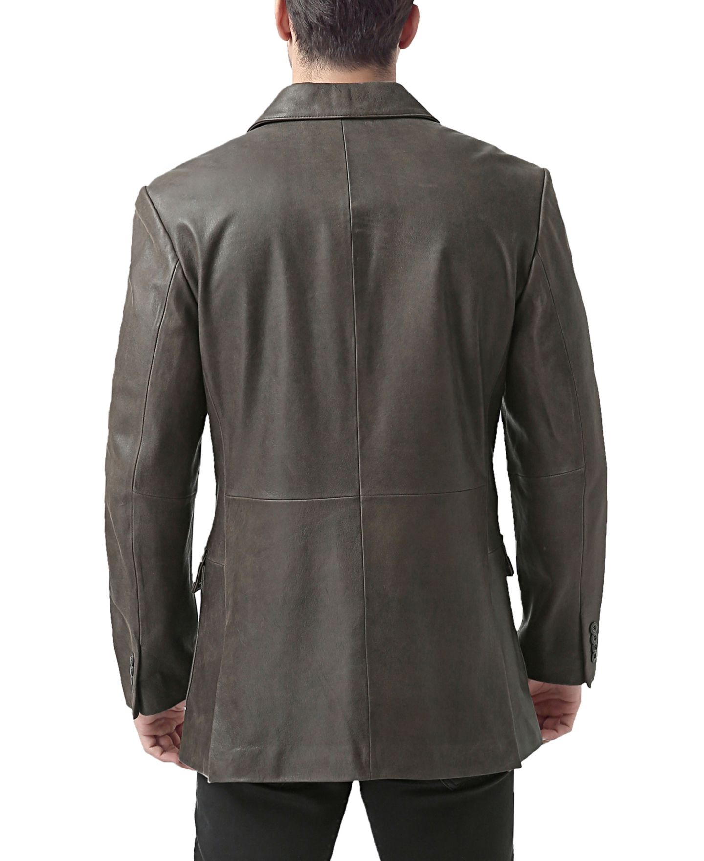 Мужской пиджак BGSD Men Mark Three-Button Distressed Leather Blazer, цвет: Коричневый — фото 3