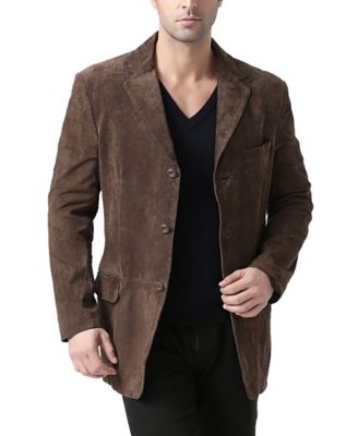 Men Robert Three-Button Suede Leather Blazer