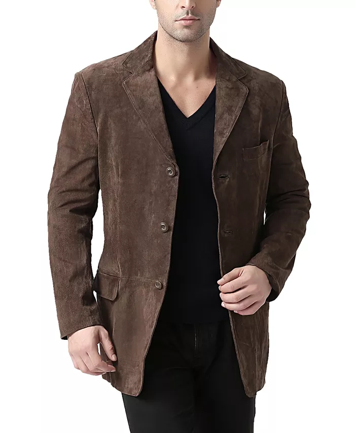 Men Robert Three-Button Suede Leather Blazer - thumbnail 8