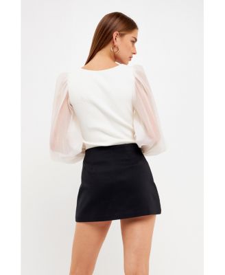 Women's Organza Sleeve Knit Top