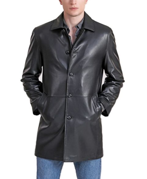 Мужское пальто BGSD Men Peter Three-Quarter Leather Car, цвет: Чёрный