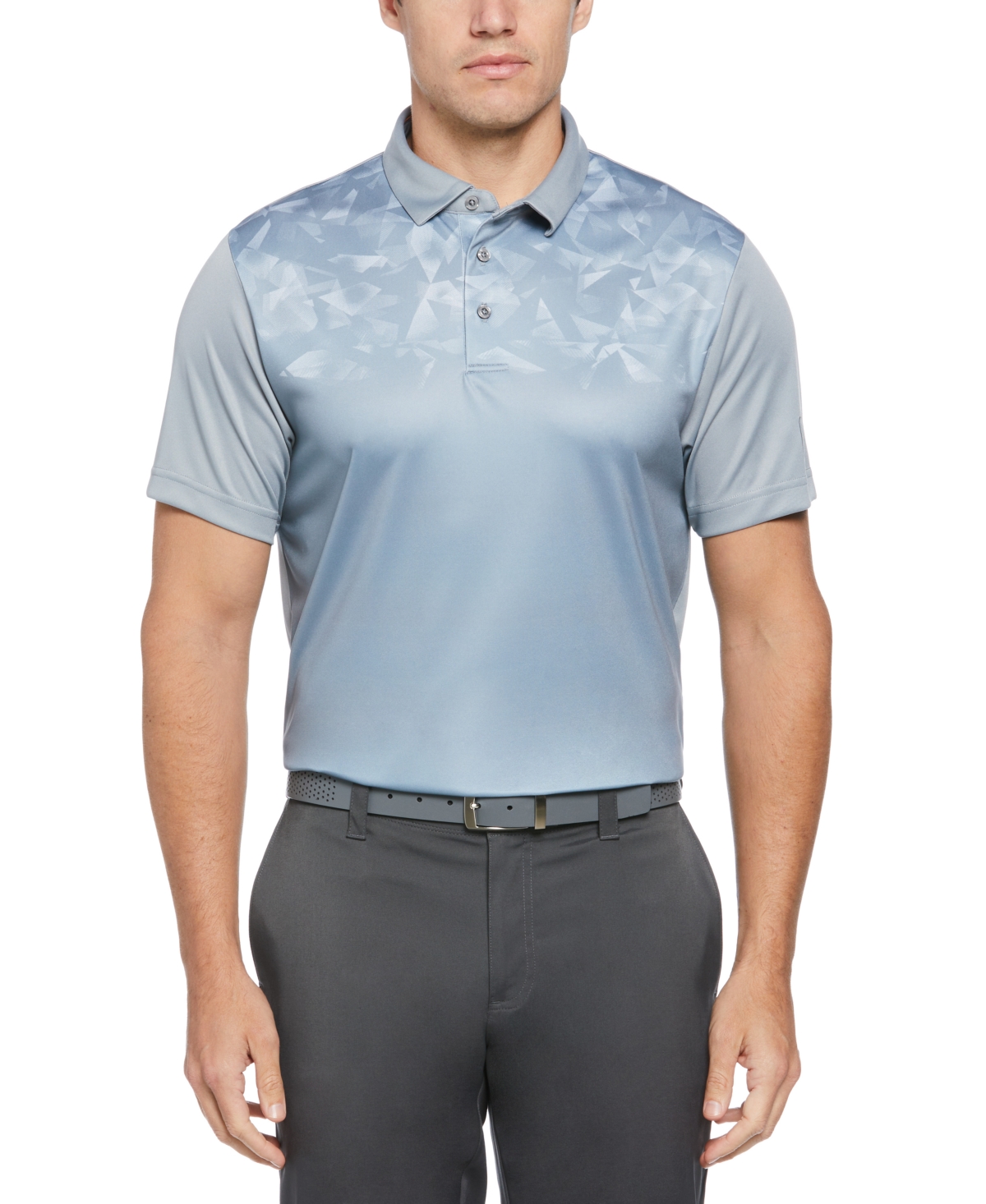 Men's Athletic Fit Geo Print Short Sleeve Golf Polo Shirt - Peacoat