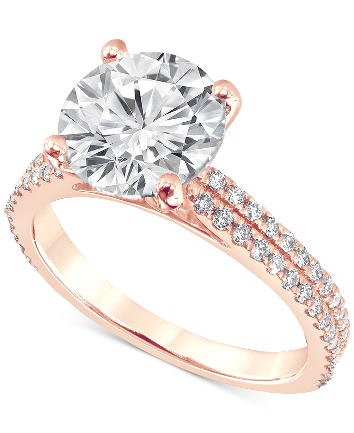 Badgley Mischka Certified Lab Grown Diamond Engagement Ring (3-3/8 Ct. T.w.) In 14k Gold In Rose Gold