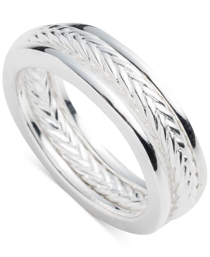 herringbone wedding ring set