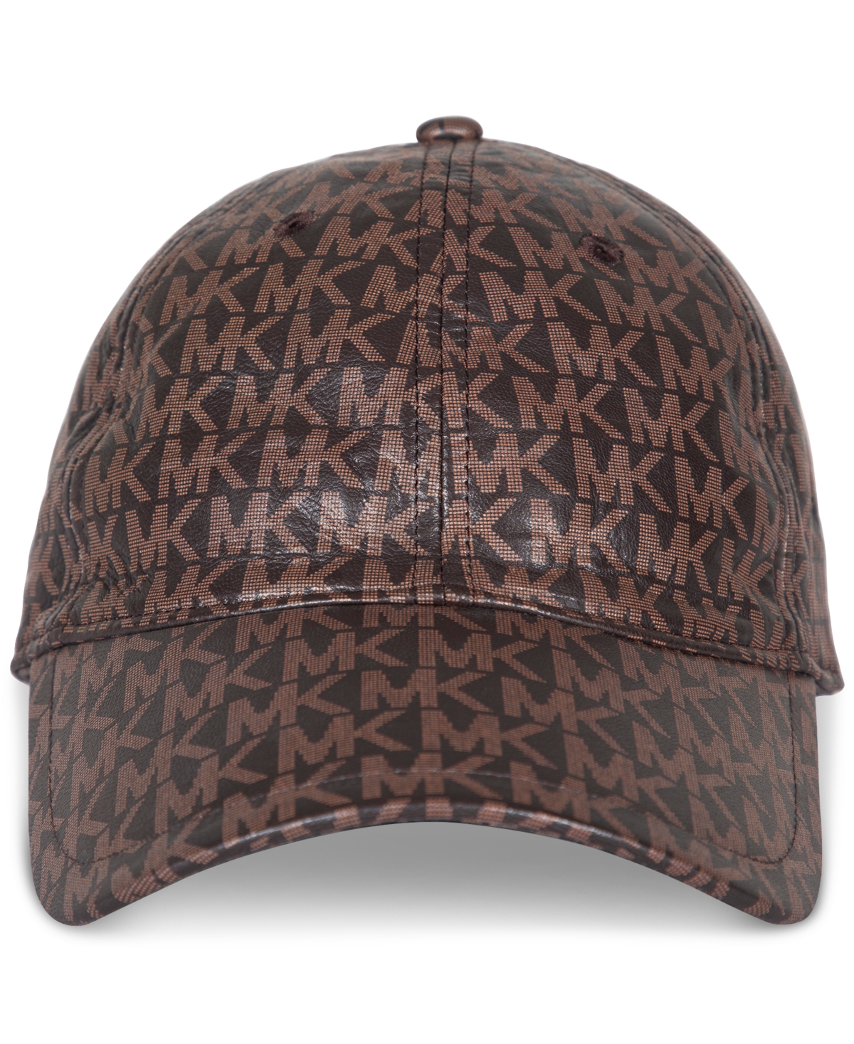 Michael Kors Michael  Women's Printed Leather Baseball Cap In Chocolate