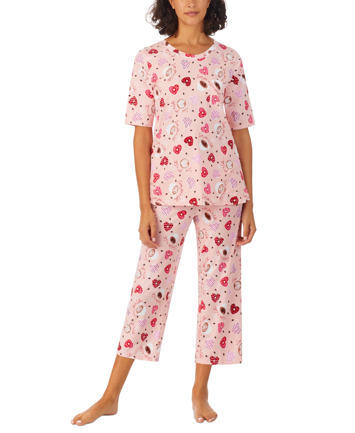 Cuddl Duds Women's 2-pc. Printed Cropped Pajamas Set In Pink Multi
