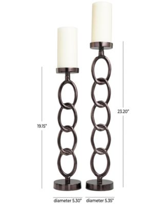 Aluminum Chain Link Geometric Candle Holder 23" and 19" H, Set of 2
