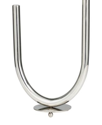 The Novogratz Silver Stainless Steel Metal Abstract U-Shaped Candelabra, 10" x 6" x 14"