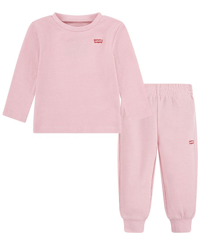 Levi's Baby Girls Thermal Sweatshirt and Joggers, 2 Piece Set Macy's