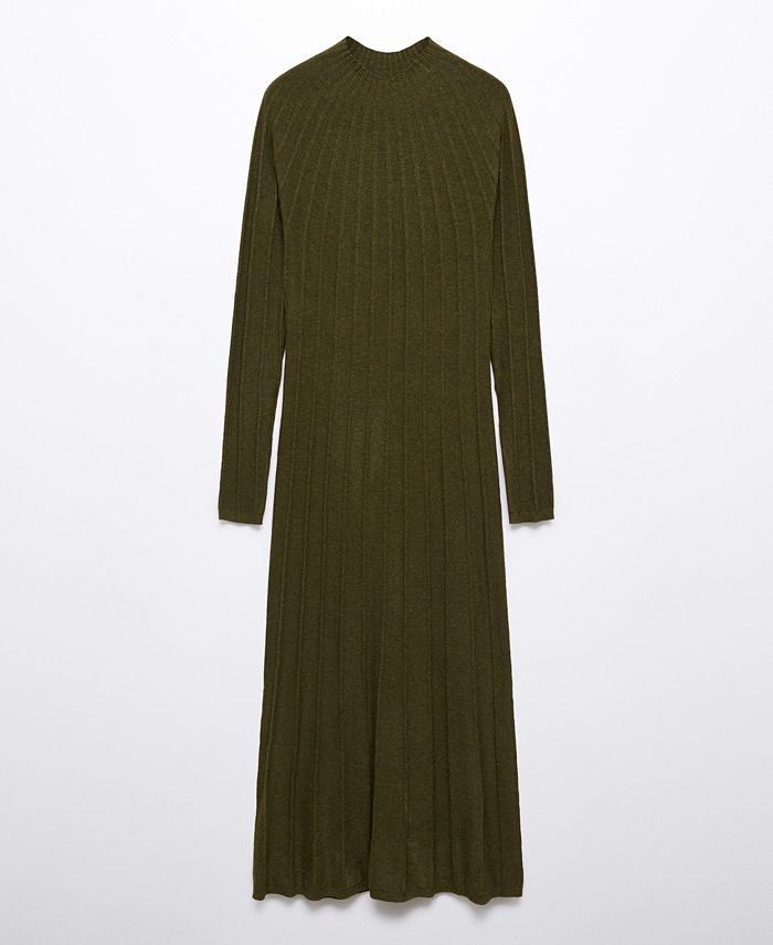 Perkins-neck ribbed dress