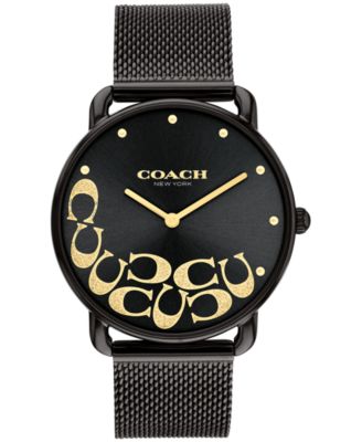 Coach Grand Watch 36mm Black Face With Circle Of Crystals selling & Black MeshBracelet