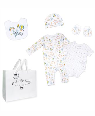 Rock-a-Bye Baby Boutique Baby Boys or Baby Girls Layette Gift Bag Set - Rainbows And Balloons