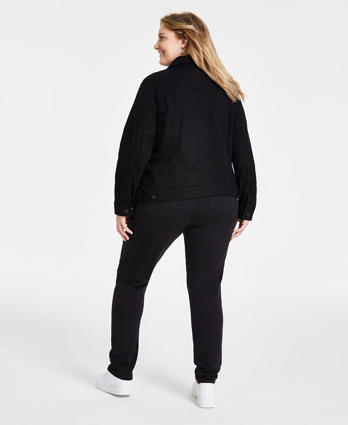 Levi's Plus Size Trucker Jacket, Ribbed Top & 311 Skinny Jeans - Macy's