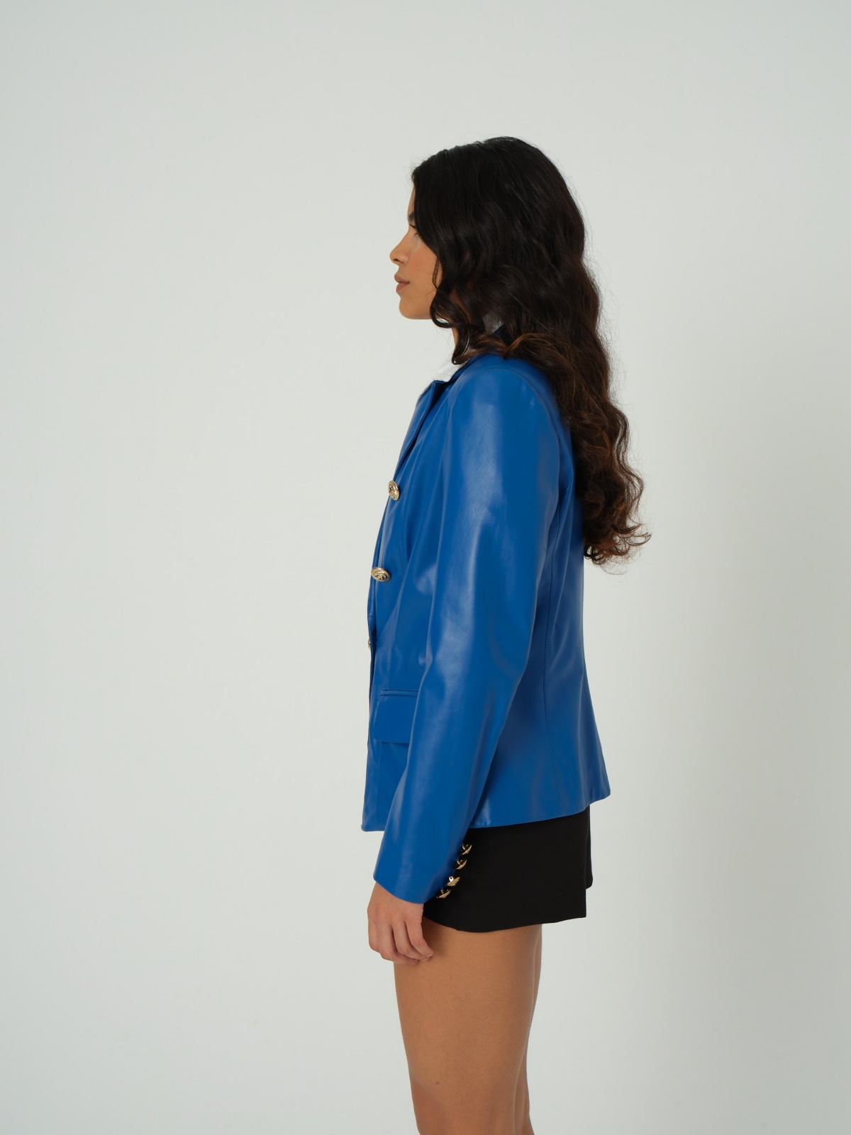 Furniq Uk Women's Leather Jacket,- Blue