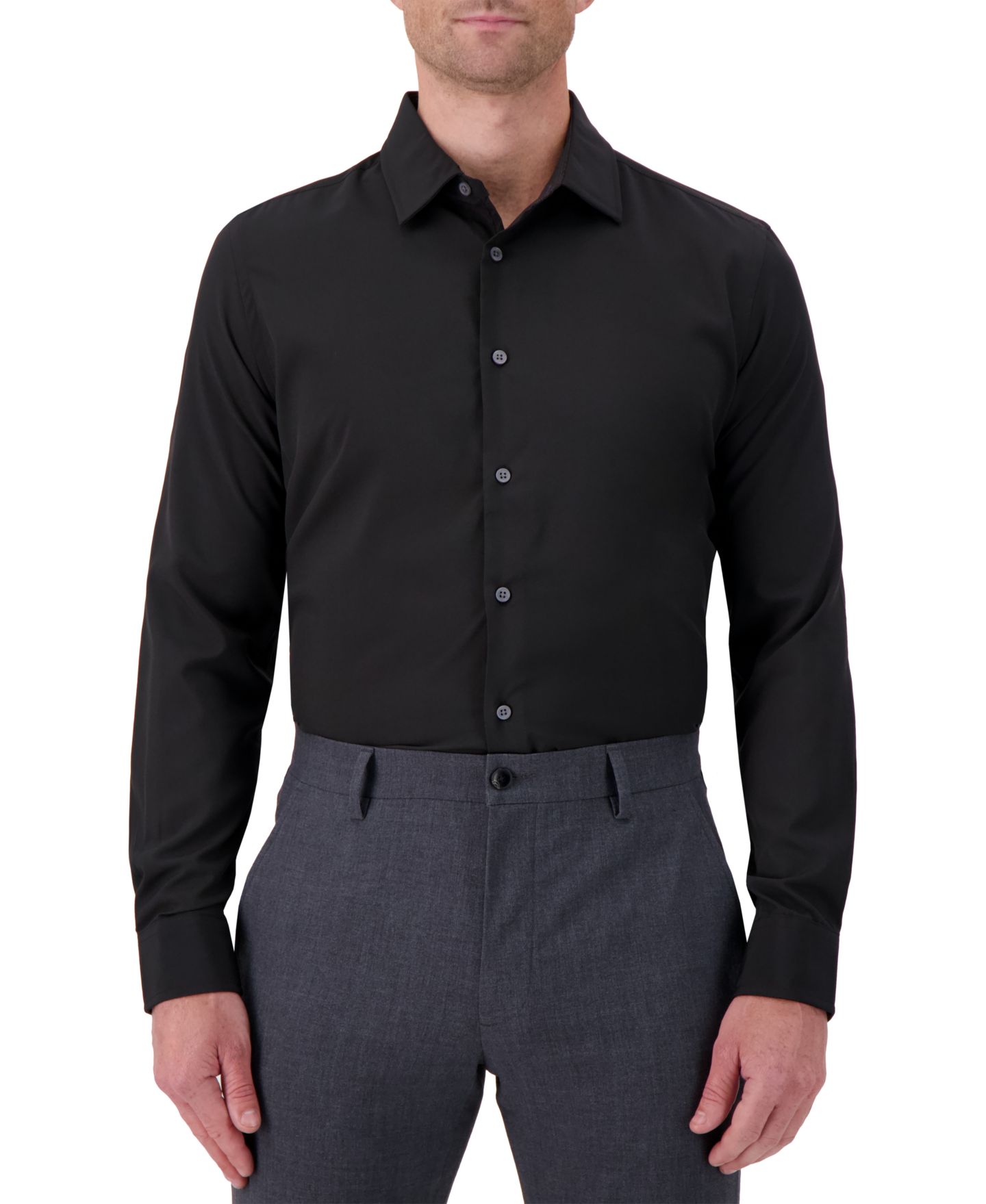 Мужская рубашка Report Collection Slim-Fit Solid Woven, цвет: Чёрный — фото 1