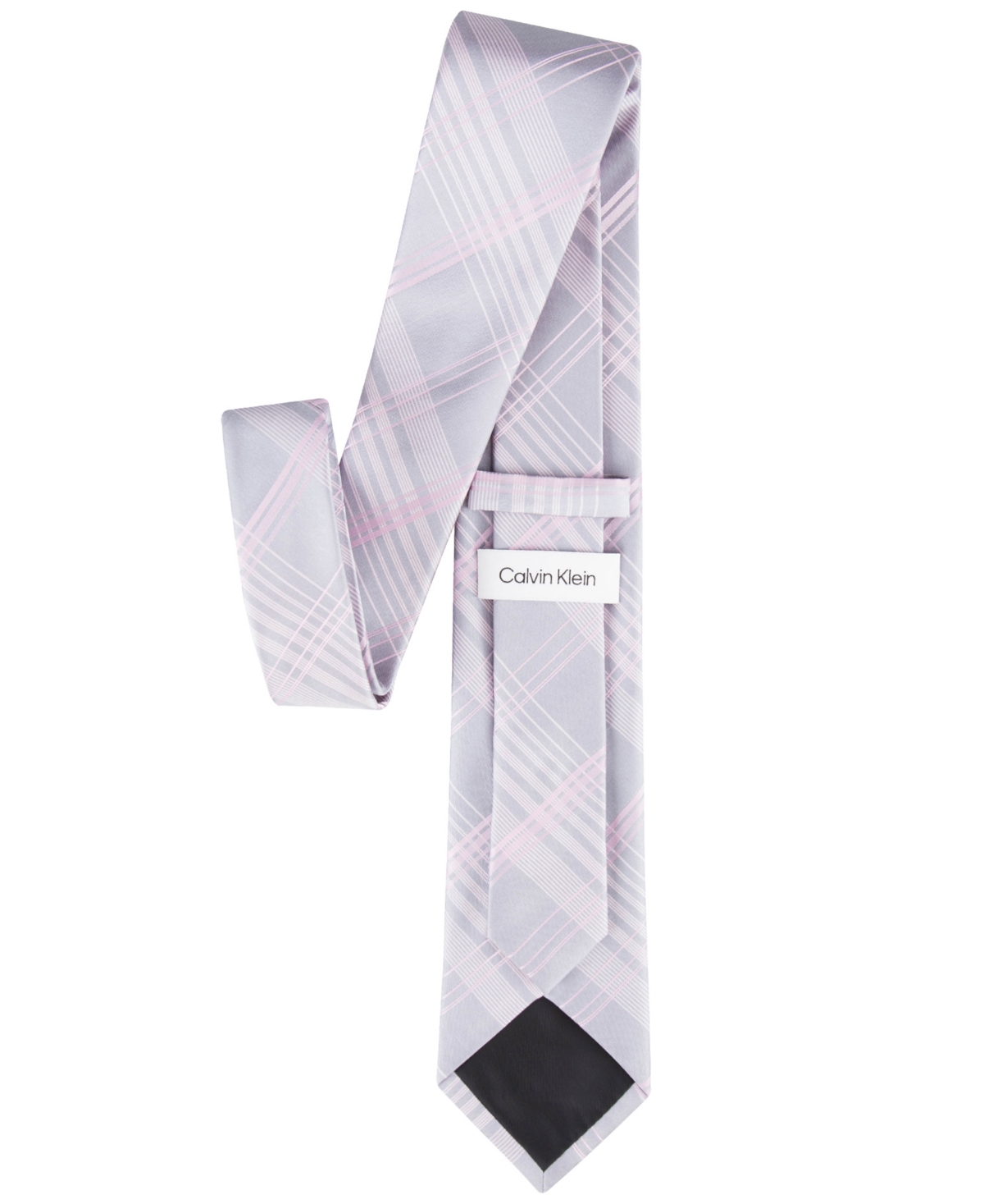Shop Calvin Klein Men's Ari Plaid Tie In Silver,pink