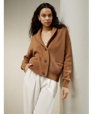 Women's Wool Knit Shawl Collar Cardigan