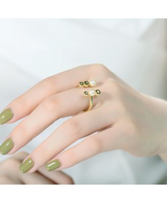 Sterling Silver 14K Gold Plated and 5MM Fresh Water Pearl Modern Ring