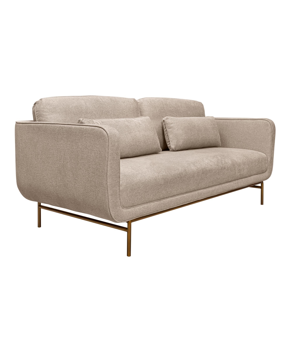 Armen Living Lilou 77" Polyester, Nylon With Metal Legs Sofa In Beige,antique Brass