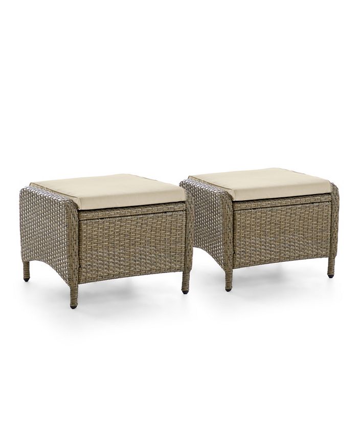Furniture of America 2 Piece Outdoor Resin Wicker Ottomans with ...