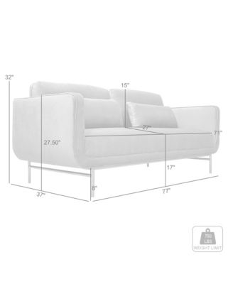 Lilou 77" Velvet with Metal Legs Sofa
