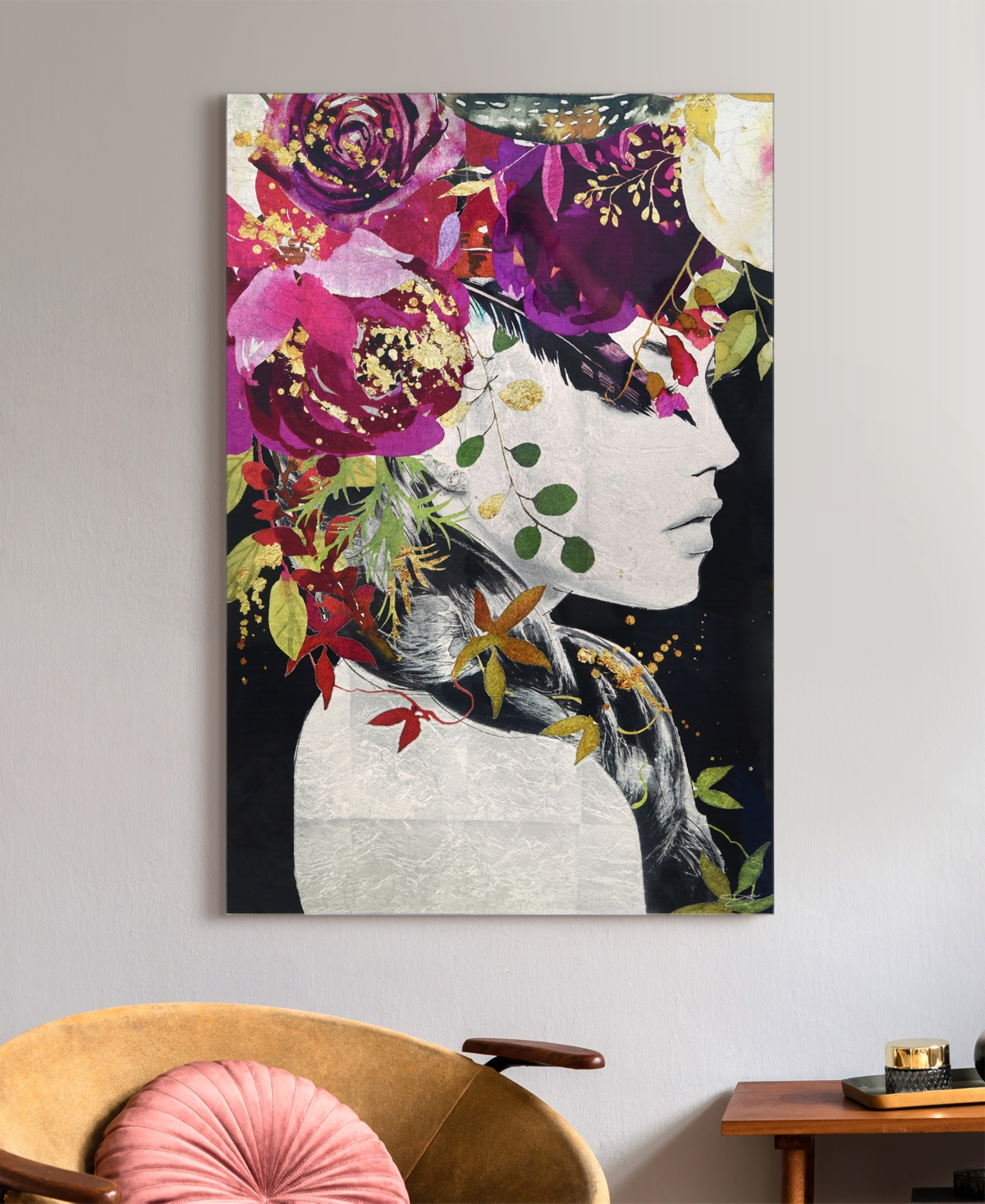 EMPIRE ART DIRECT "PURPLE RAIN" REVERSE PRINTED TEMPERED GLASS WITH SILVER-TONE LEAF, 36" X 24" X 0.2" 