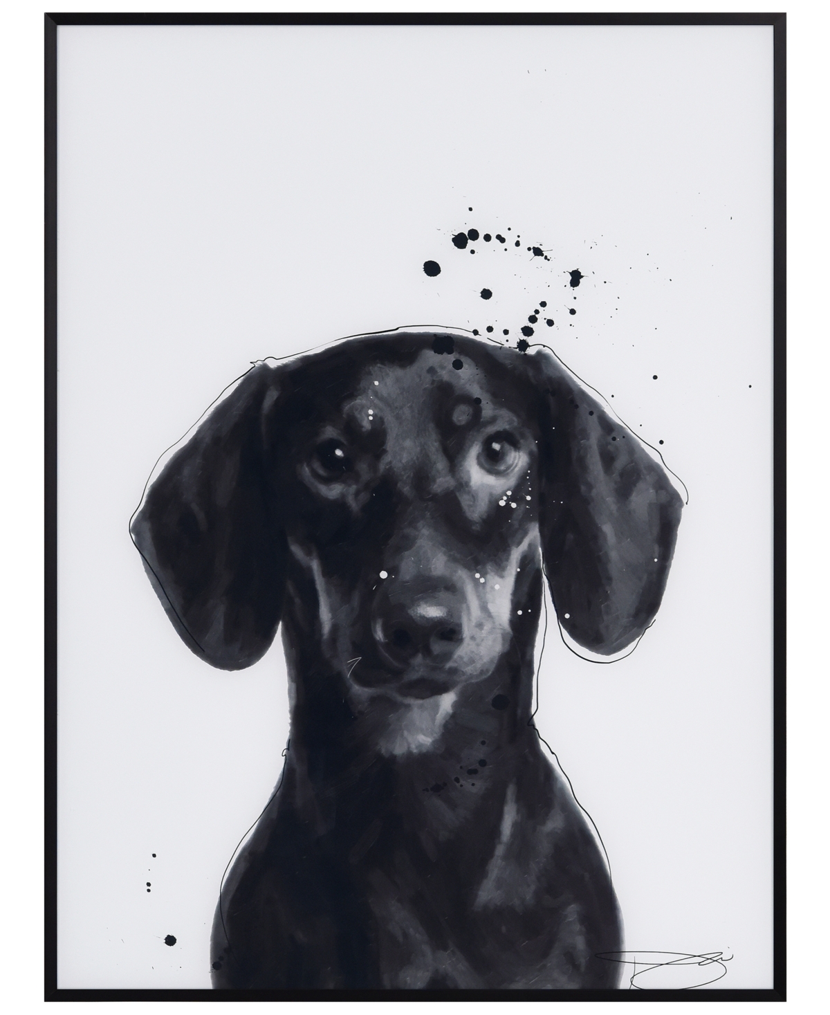 Empire Art Direct "labrador Retriever" Pet Paintings On Printed Glass Encased With A Black Anodized Frame, 24" X 18" X In Black And White