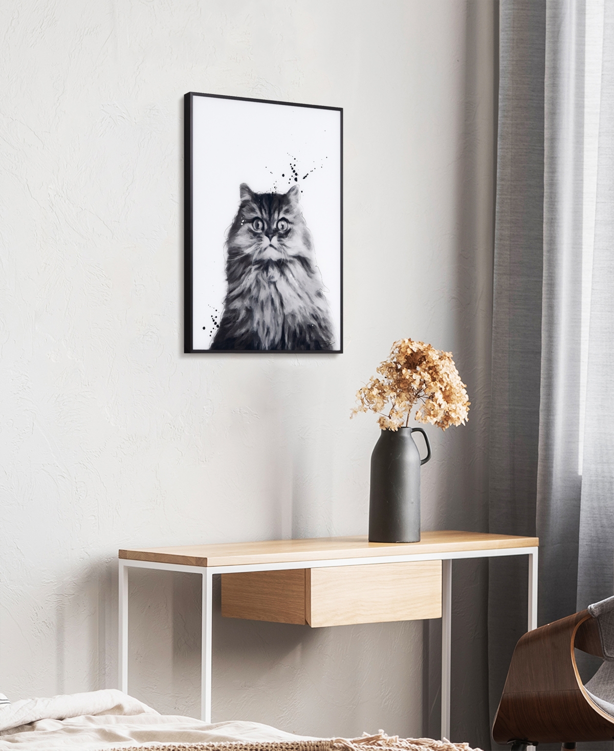 EMPIRE ART DIRECT "NEBELUNG" PET PAINTINGS ON PRINTED GLASS ENCASED WITH A BLACK ANODIZED FRAME, 24" X 18" X 1" 