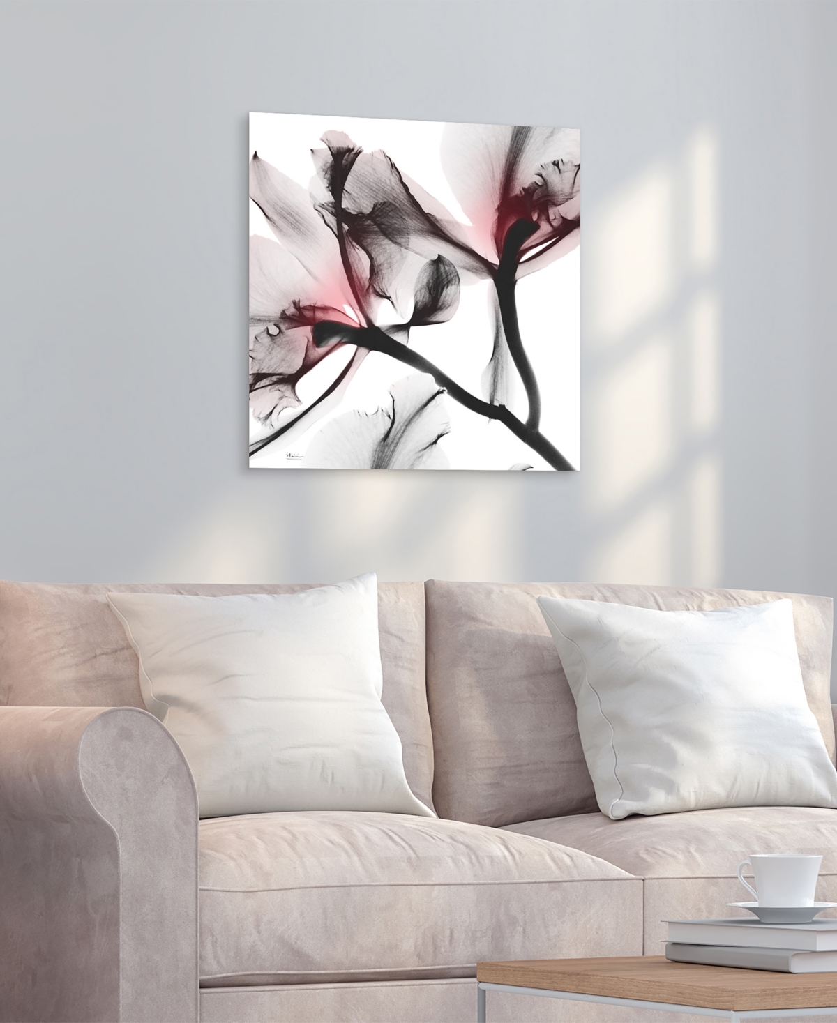 Shop Empire Art Direct "coral Luster 2" Frameless Free Floating Tempered Glass Panel Graphic Wall Art, 24" X 24" X 0.2" In Pink,gray
