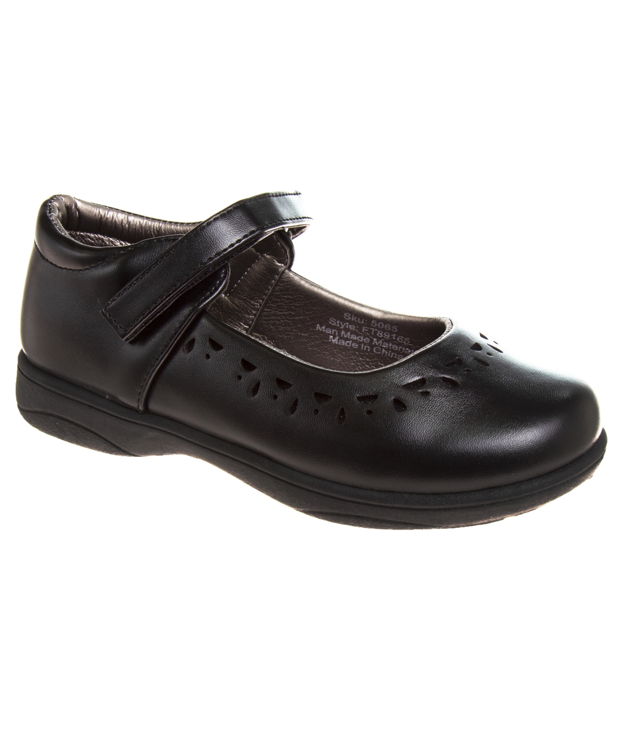 French Toast Kids' Little Girls School Hook And Loop Closure Shoes In Black