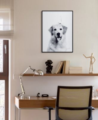 "golden Retriever" Pet Paintings on Printed Glass Encased with A Black Anodized Frame, 24" x 18" x 1"
