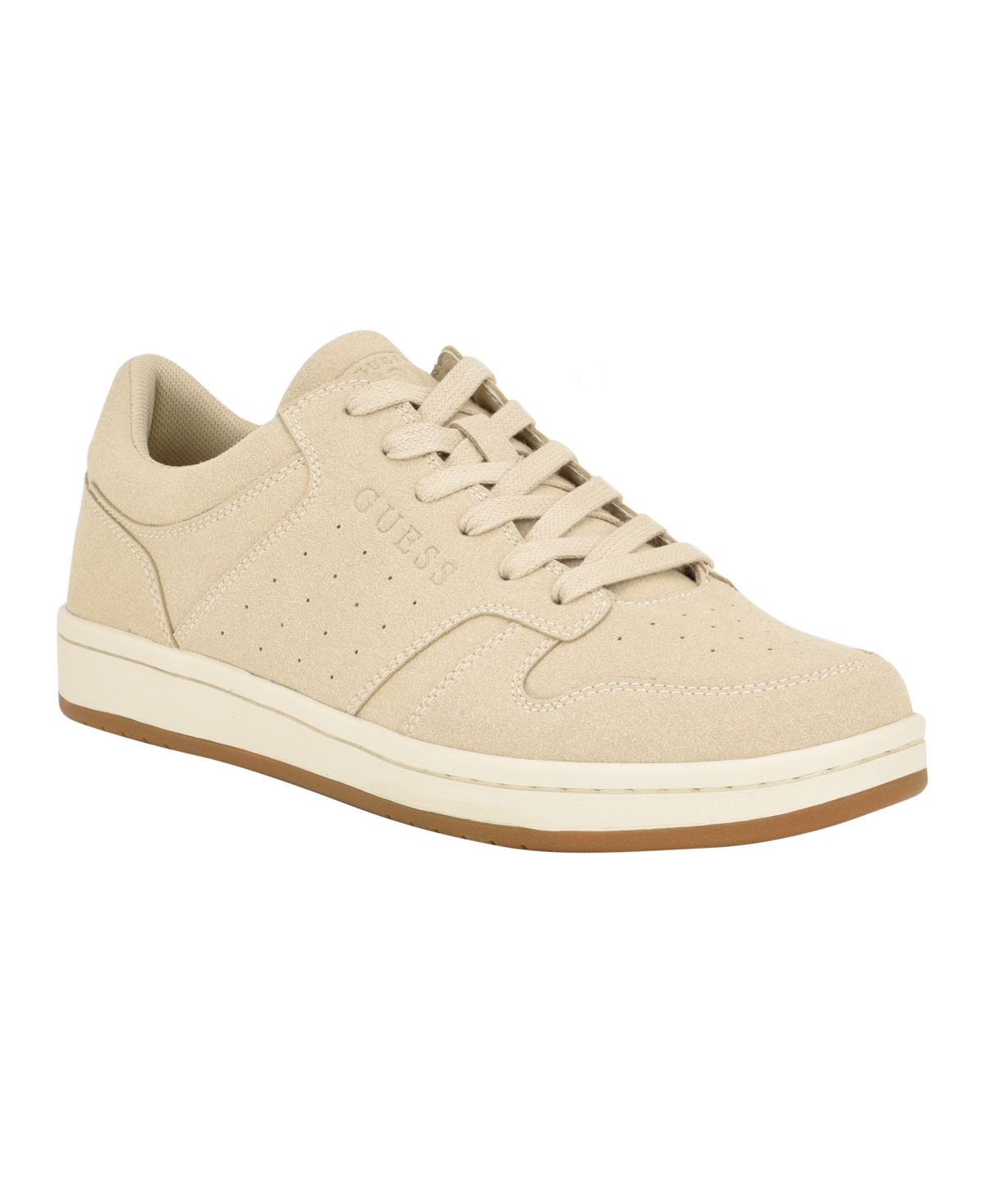 Guess Men's Lensa Low Top Lace-up Court Sneakers In Light Natural