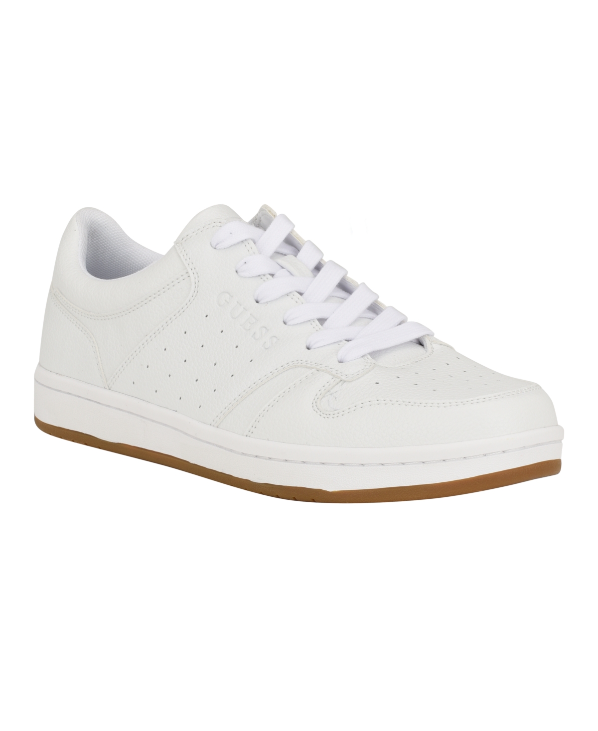 Shop Guess Men's Lensa Low Top Lace-up Court Sneakers In White