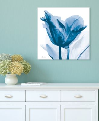 "Lusty Blue Tulip" Frameless Free Floating Tempered Glass Panel Graphic Wall Art, 24" x 24" x 0.2"