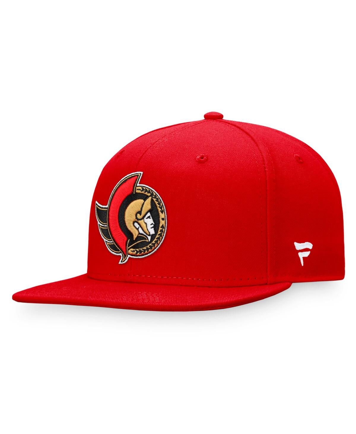 Shop Fanatics Men's  Red Ottawa Senators Core Primary Logo Fitted Hat