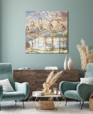 "Flamingo Flair" Frameless Free Floating Tempered Glass Panel Graphic Wall Art, 38" x 38" x 0.2"
