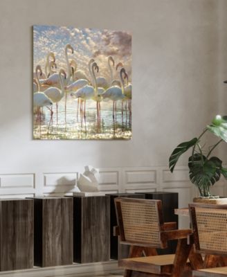 "Flamingo Flair" Frameless Free Floating Tempered Glass Panel Graphic Wall Art, 38" x 38" x 0.2"