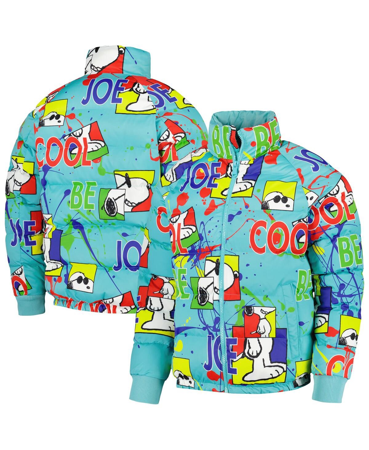 Men's Freeze Max Teal Peanuts Snoopy Joe Cool Puffer Raglan Full-Zip Jacket - Teal