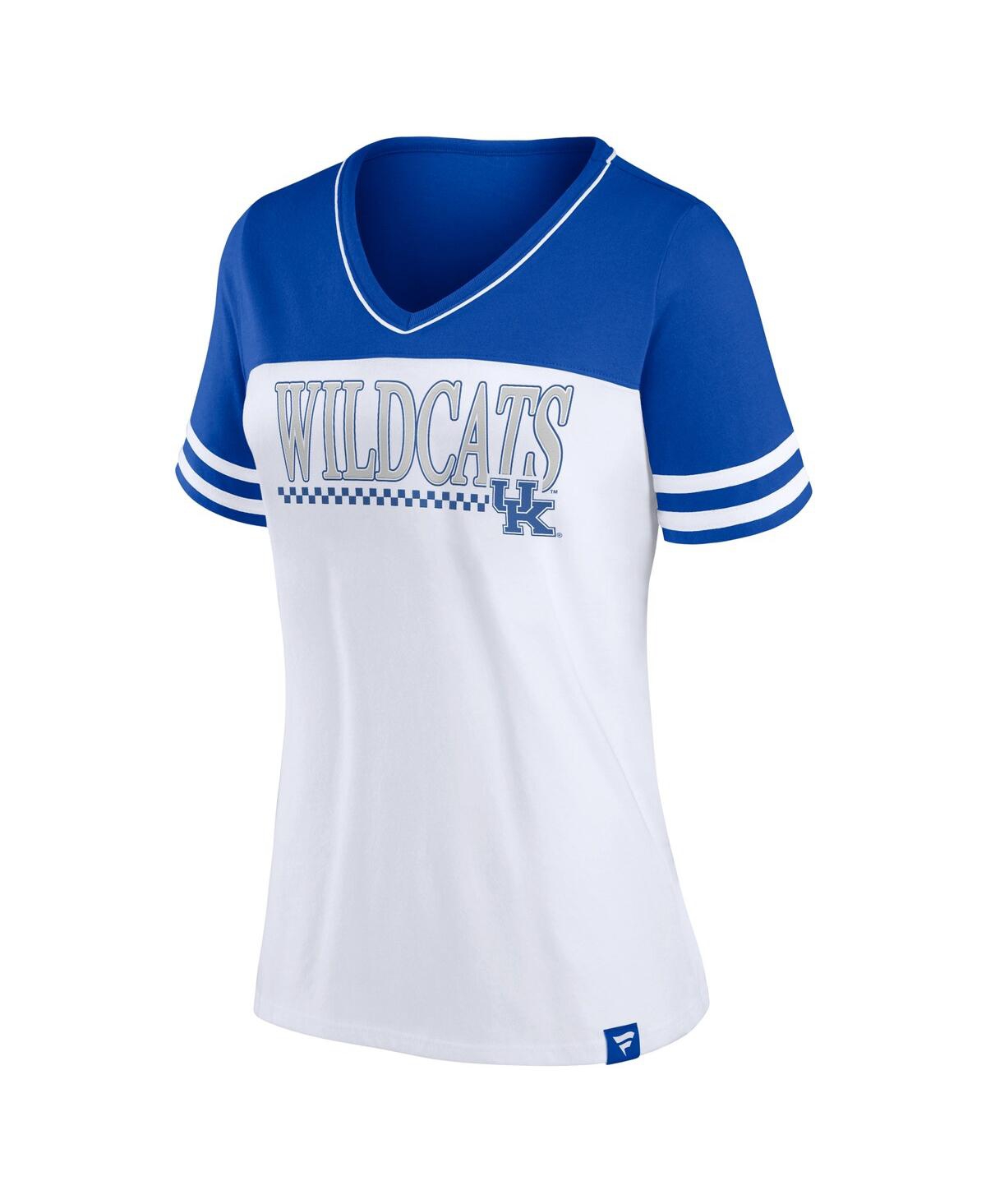 Shop Profile Women's  White, Royal Kentucky Wildcats Plus Size Field Game V-neck T-shirt In White,royal