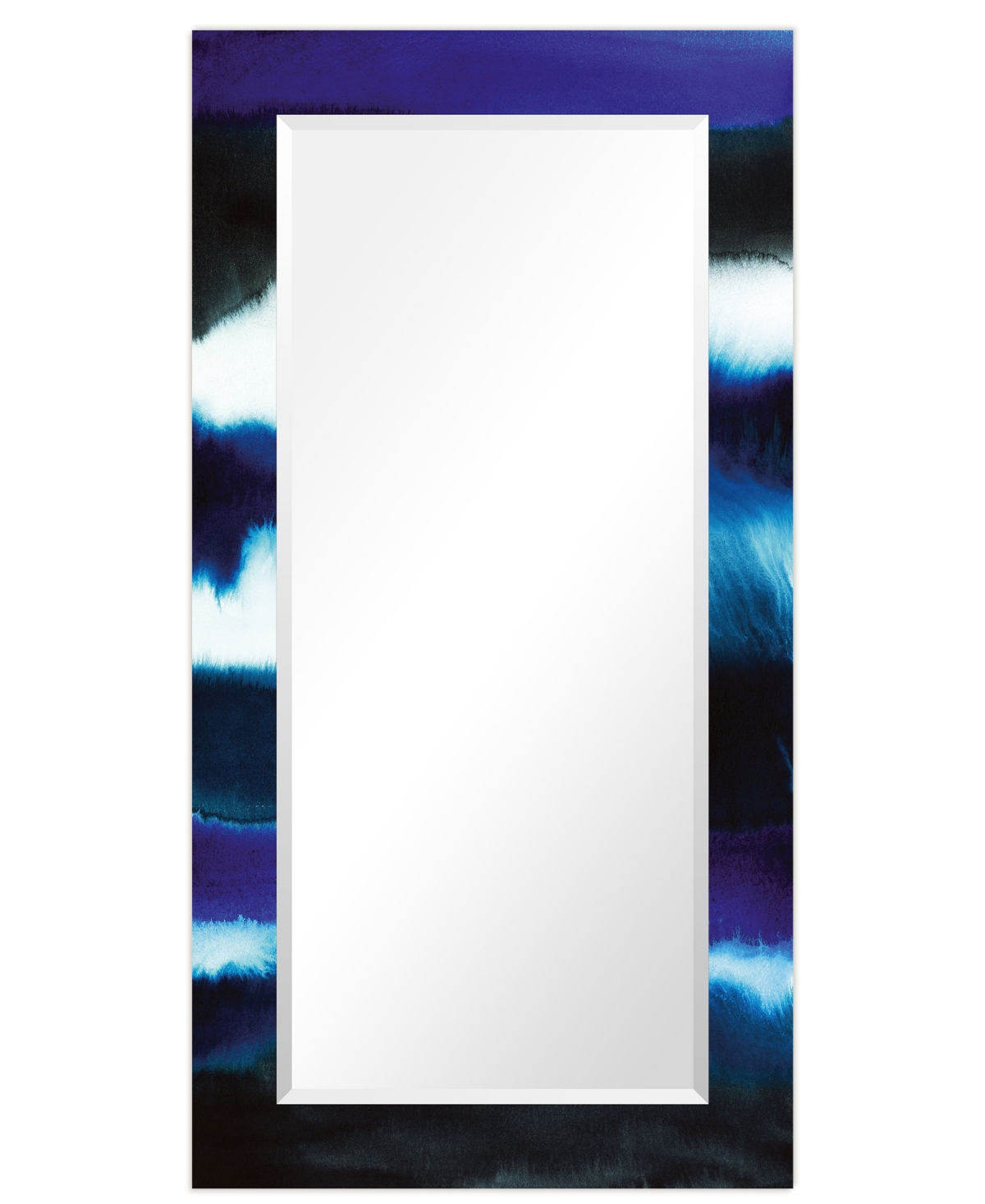 Empire Art Direct "purple Heather Ii" Rectangular Beveled Mirror On Free Floating Printed Tempered Art Glass, 54" X 28 In Blue
