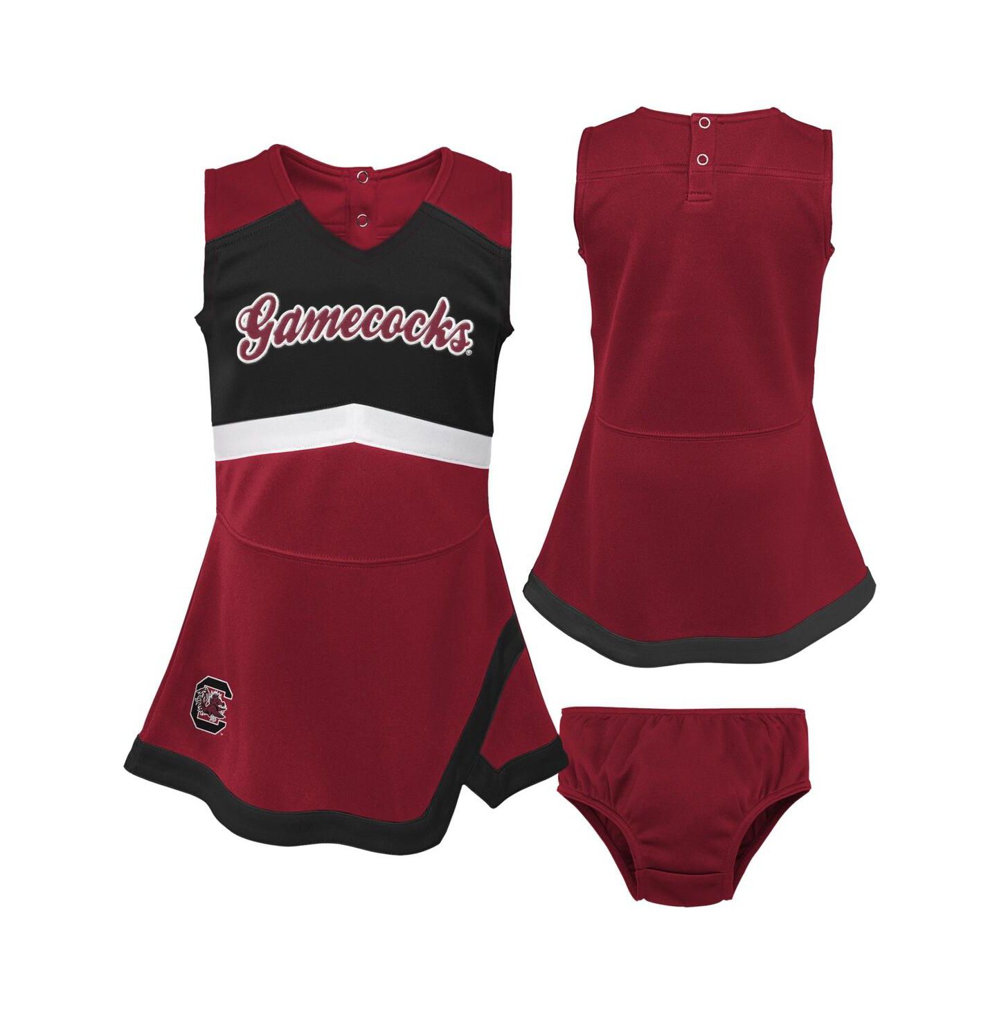 Комплекты Outerstuff Garnet, Black South Carolina Gamecocks Two-Piece Cheer Captain Jumper Dress and Bloomers Set для девочек — фото 1